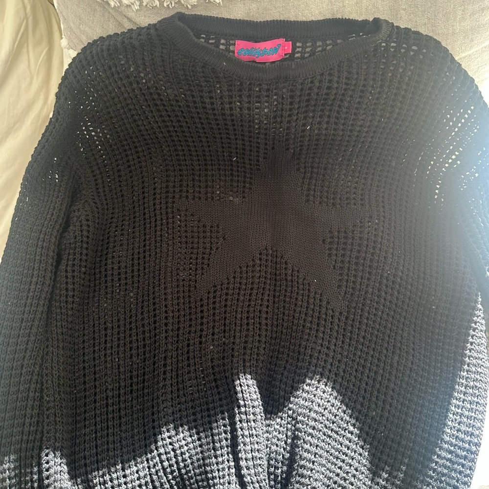 Edikted Black Crew Neck Sweater with star